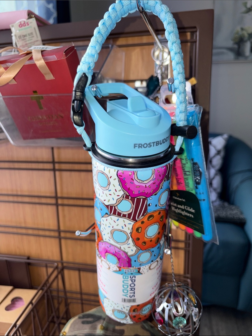 FrostBuddy Kids Donut 🍩 Print Water Bottle - Blue